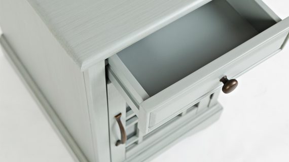 miniaturka Szaromiętowa Szafka Nocna Przeszklone Drzwi USB – Avola