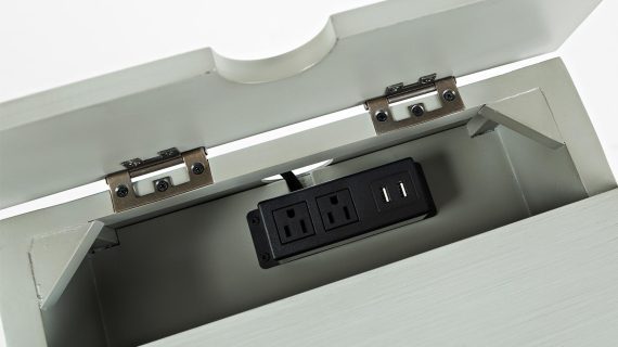 miniaturka Szaromiętowa Szafka Nocna Przeszklone Drzwi USB – Avola