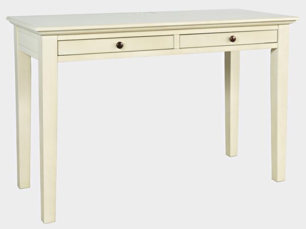 Biurko kremowe z dwiema szufladami i prostym designem