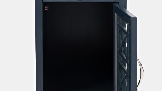 miniaturka Nocna Szafka z Przeszklonymi Drzwiczkami Ciemnografitowa – Avola