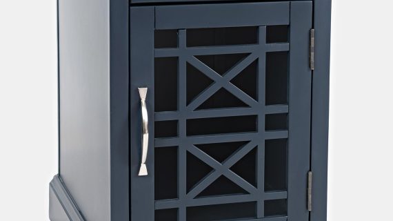 miniaturka Nocna Szafka z Przeszklonymi Drzwiczkami Ciemnografitowa – Avola