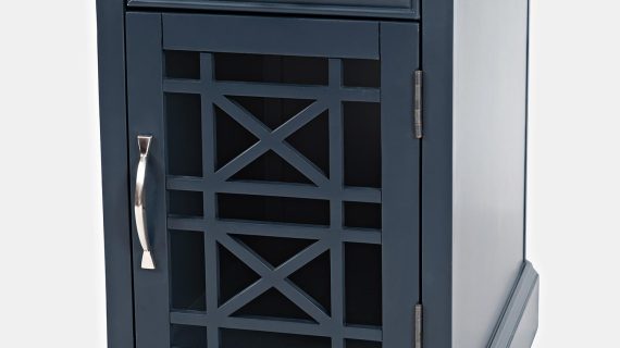 miniaturka Nocna Szafka z Przeszklonymi Drzwiczkami Ciemnografitowa – Avola