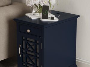 miniaturka Nocna Szafka z Przeszklonymi Drzwiczkami Ciemnografitowa – Avola