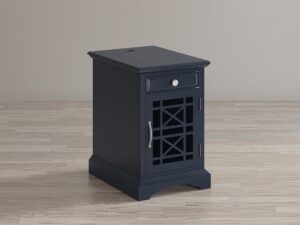 miniaturka Nocna Szafka z Przeszklonymi Drzwiczkami Ciemnografitowa – Avola