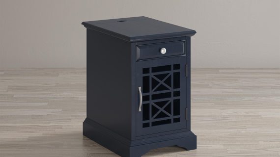 miniaturka Nocna Szafka z Przeszklonymi Drzwiczkami Ciemnografitowa – Avola