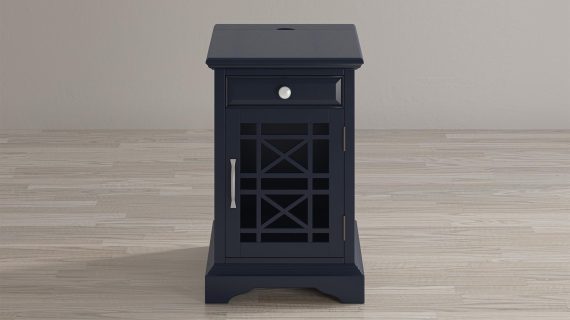 miniaturka Nocna Szafka z Przeszklonymi Drzwiczkami Ciemnografitowa – Avola