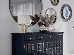 miniaturka Granatowa komoda z delikatnymi zdobieniami – Avola