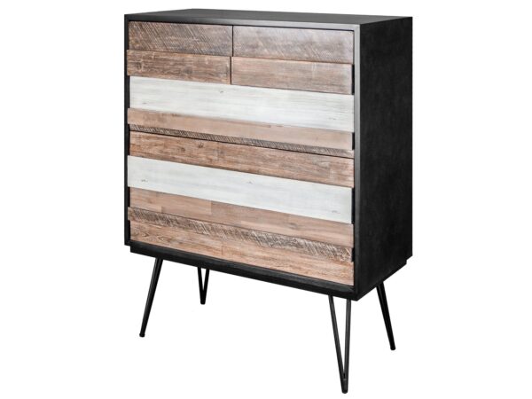 Komoda loftowa z szufladami z drewna i czarnej stali