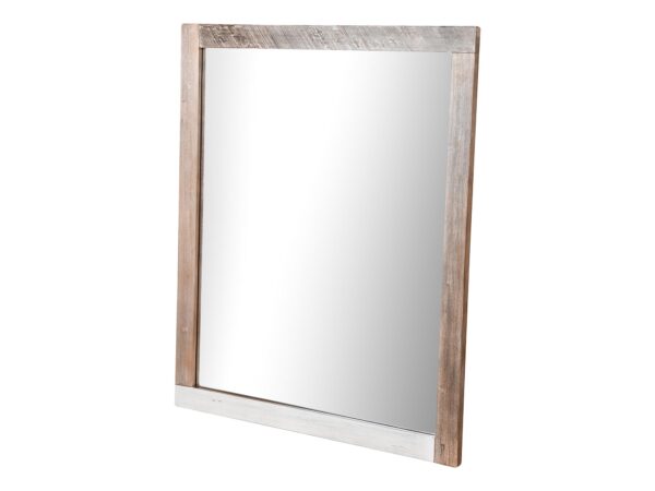 Lustro prostokątne z jasną drewnianą ramą w stylu skandynawskim