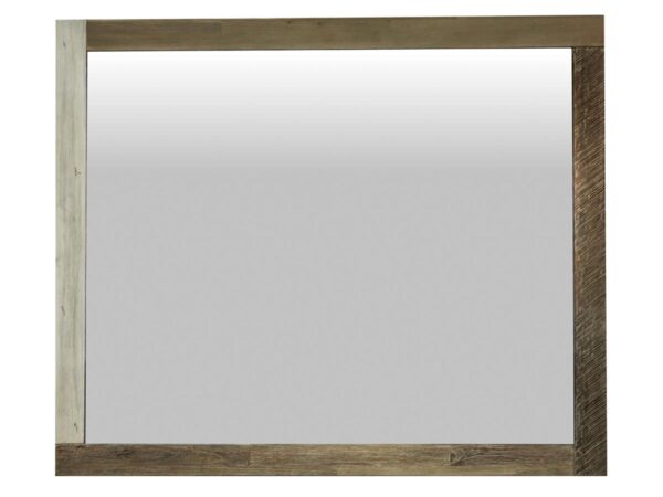 Lustro ścienne w ramie z naturalnego drewna do sypialni lub przedpokoju