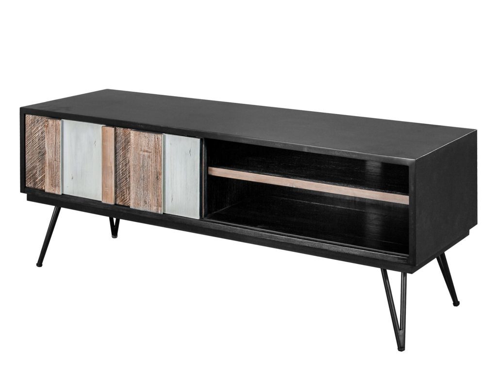 Komoda RTV retro z frontami z drewna akacjowego – Mondo