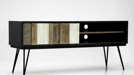 miniaturka Komoda RTV retro z frontami z drewna akacjowego – Mondo