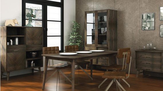 miniaturka Retro regał z intarsją i dekoracyjnymi frontami 3D – Willowbrook