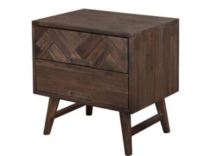 Szafka nocna w stylu retro z intarsją w jodełkę – Willowbrook