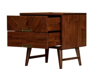 miniaturka Szafka nocna w stylu retro z intarsją w jodełkę – Willowbrook