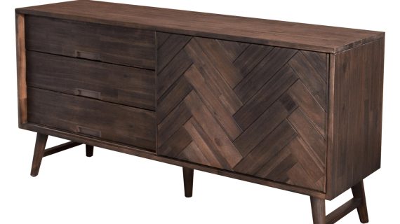 Komoda retro z przesuwanymi drzwiami i frontami 3D – Willowbrook