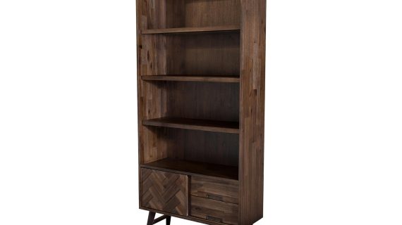 Retro regał z intarsją i dekoracyjnymi frontami 3D – Willowbrook