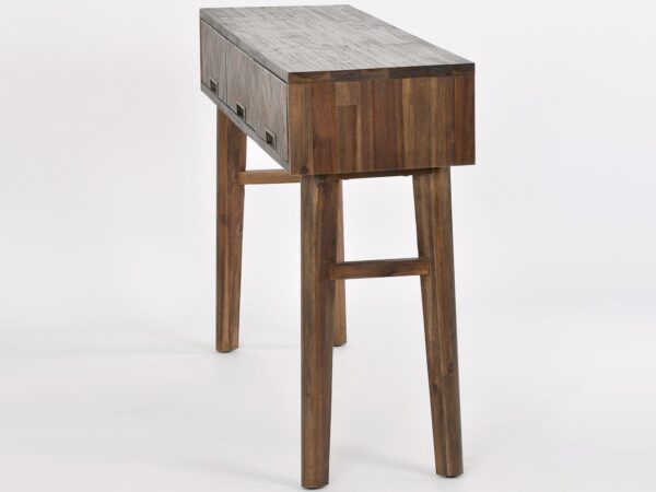 Konsola drewniana z naturalnym wykończeniem i szufladami