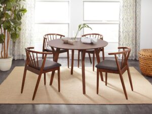 miniaturka Zestaw Stół 112cm Cztery Krzesła Jasnobrązowe – Avola