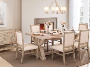 miniaturka Zestaw Stół 127cm i 6 Rustykalnych Krzeseł Shabby Chic – Avola