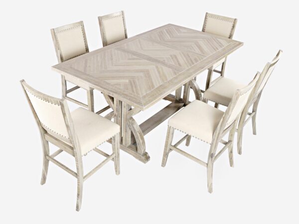 Zestaw jadalniany z prostokątnym stołem w kolorze jasnego drewna