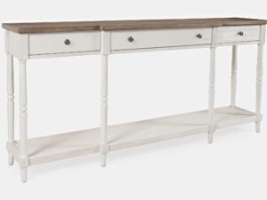 miniaturka Kremowa Konsola Hampton Brązowy Blat Szuflady – Avola
