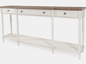 miniaturka Kremowa Konsola Hampton Brązowy Blat Szuflady – Avola