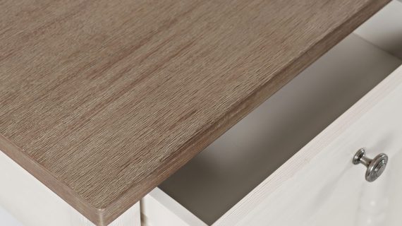 miniaturka Kremowa Konsola Hampton Brązowy Blat Szuflady – Avola