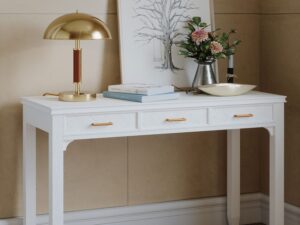 miniaturka Białe Biurko Klasyczne z USB i Szufladami – Avola