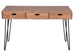 Loftowe Biurko Naturalne Drewno Gniazda USB – Avola