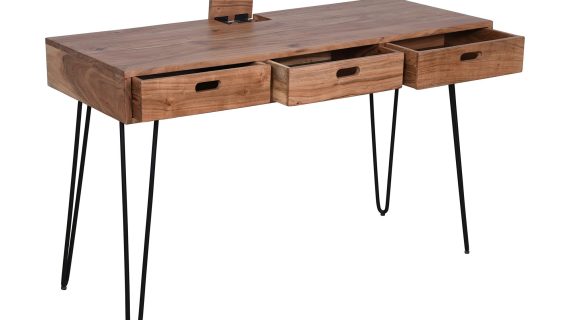 miniaturka Loftowe Biurko Naturalne Drewno Gniazda USB – Avola