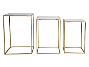miniaturka Zestaw Stolików Złote Marmurowe Blaty Kwadratowa Konstrukcja – Avola