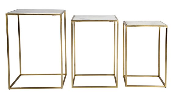 miniaturka Zestaw Stolików Złote Marmurowe Blaty Kwadratowa Konstrukcja – Avola