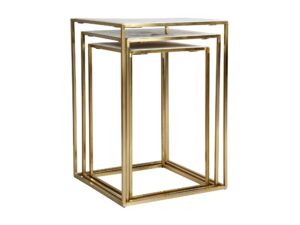 miniaturka Zestaw Stolików Złote Marmurowe Blaty Kwadratowa Konstrukcja – Avola