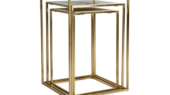 miniaturka Zestaw Stolików Złote Marmurowe Blaty Kwadratowa Konstrukcja – Avola