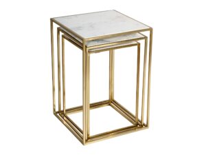 miniaturka Zestaw Stolików Złote Marmurowe Blaty Kwadratowa Konstrukcja – Avola