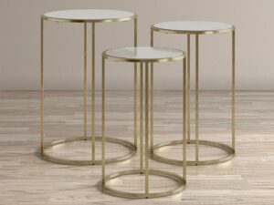 miniaturka Zestaw Stolików Złote Marmurowe Blaty Okrągła Podstawa – Avola
