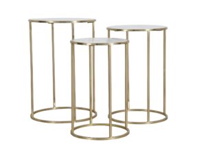 miniaturka Zestaw Stolików Złote Marmurowe Blaty Okrągła Podstawa – Avola