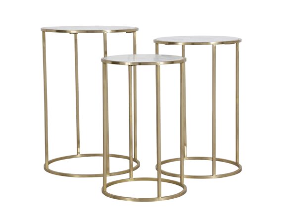 Zestaw stolików bocznych w eleganckim złotym wykończeniu