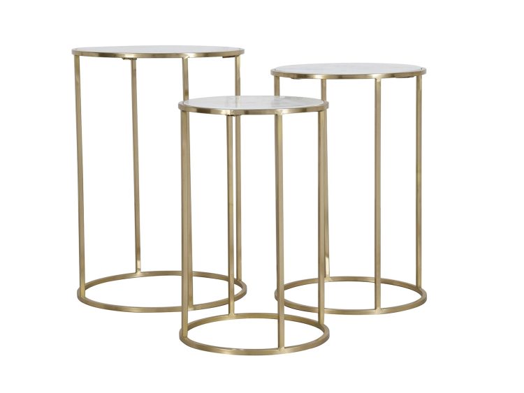 Zestaw stolików bocznych w eleganckim złotym wykończeniu