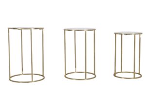 miniaturka Zestaw Stolików Złote Marmurowe Blaty Okrągła Podstawa – Avola