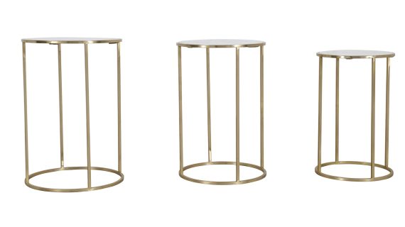 miniaturka Zestaw Stolików Złote Marmurowe Blaty Okrągła Podstawa – Avola