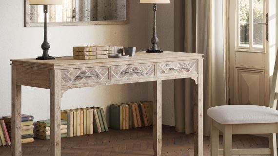 miniaturka Klasyczne Biurko Naturalne Drewno USB – Avola