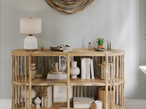 miniaturka Komoda Boho Naturalne Drewno Pionowe Szczebelki – Avola