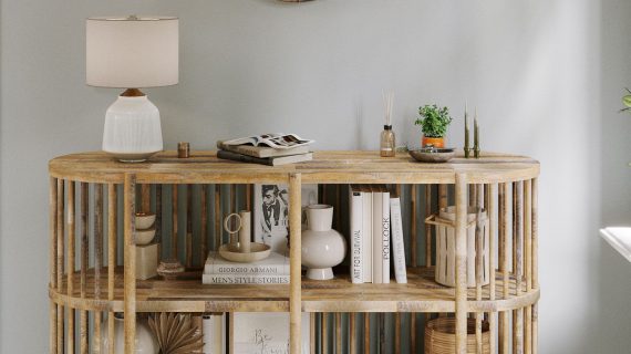 miniaturka Komoda Boho Naturalne Drewno Pionowe Szczebelki – Avola