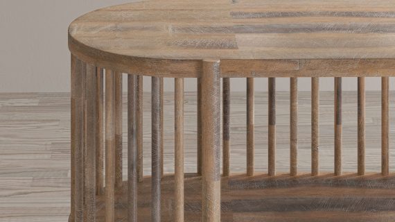 miniaturka Komoda Boho Naturalne Drewno Pionowe Szczebelki – Avola