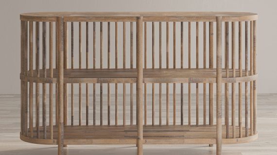 miniaturka Komoda Boho Naturalne Drewno Pionowe Szczebelki – Avola