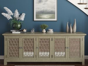 miniaturka Złota Komoda Lustrzane Drzwi Dekoracyjne Szprosy – Avola