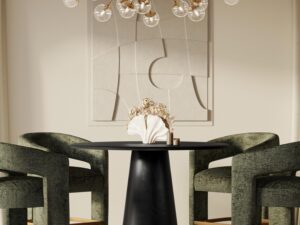 miniaturka Minimalistyczny Stół Barowy Okrągły Blat Stożkowa Podstawa – Avola