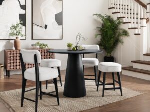 miniaturka Minimalistyczny Stół Barowy Okrągły Blat Stożkowa Podstawa – Avola